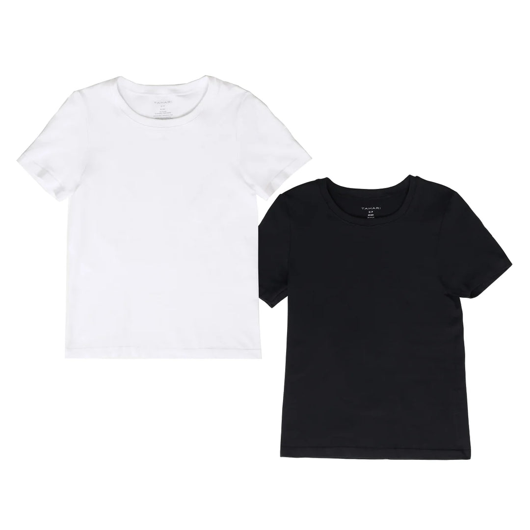 Tahari - Chandail à manches courtes sans couture lisse, paquet de 2