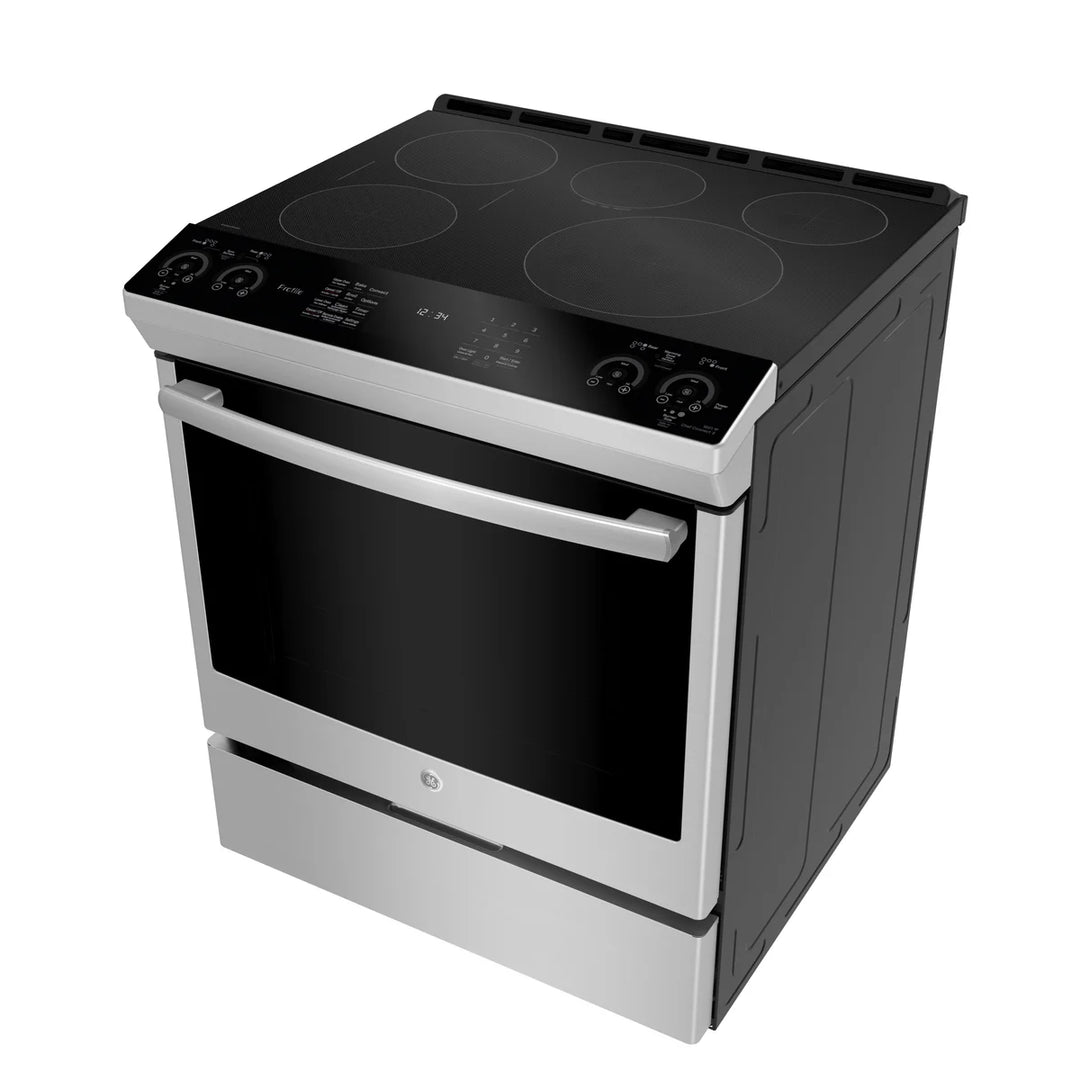 GE - 30" slide-in induction range, 5.3 cu ft