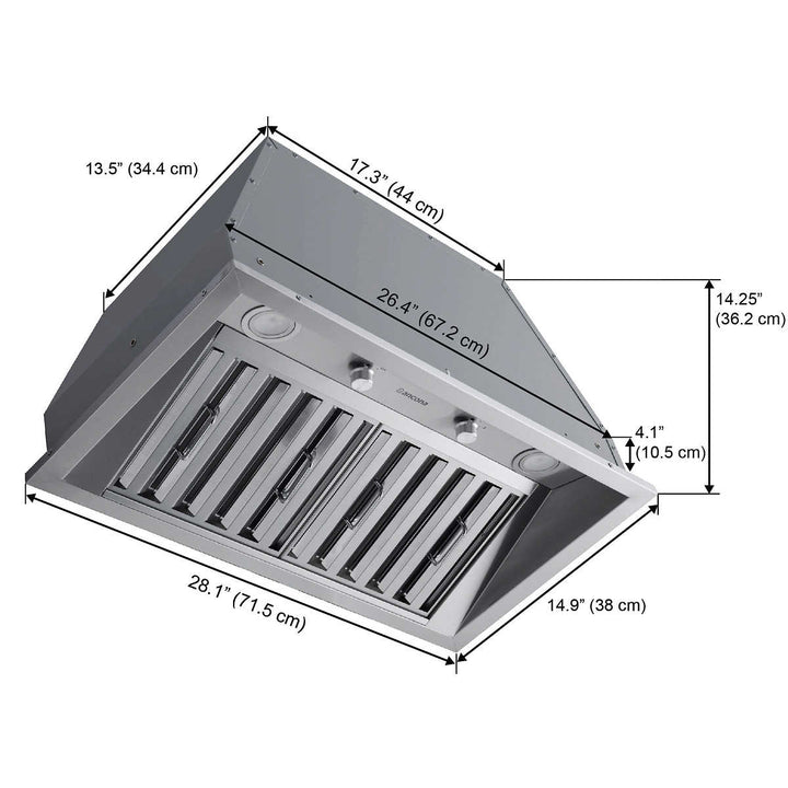 Ancona - Stainless steel ducted range hood, 600 CFM maximum