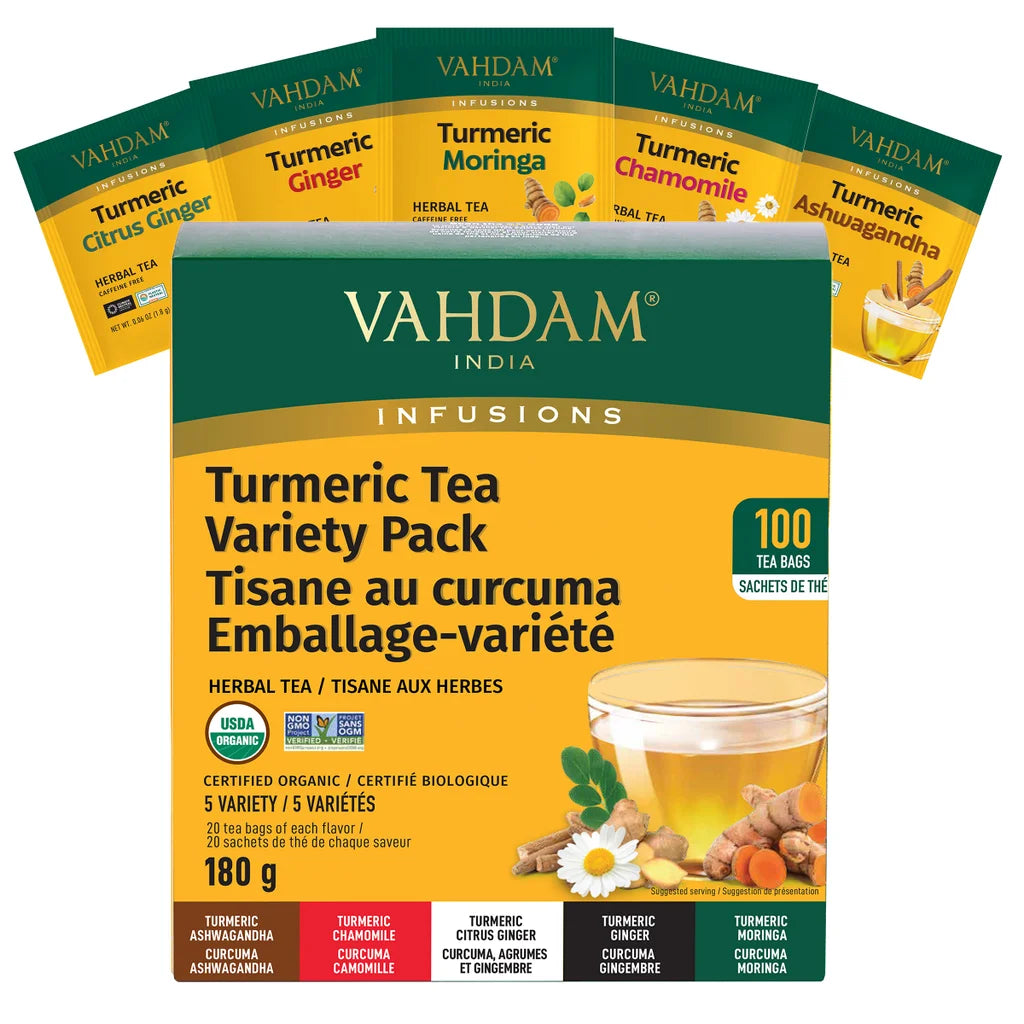 Vahdam - Turmeric Tea Assortment, 100 bags