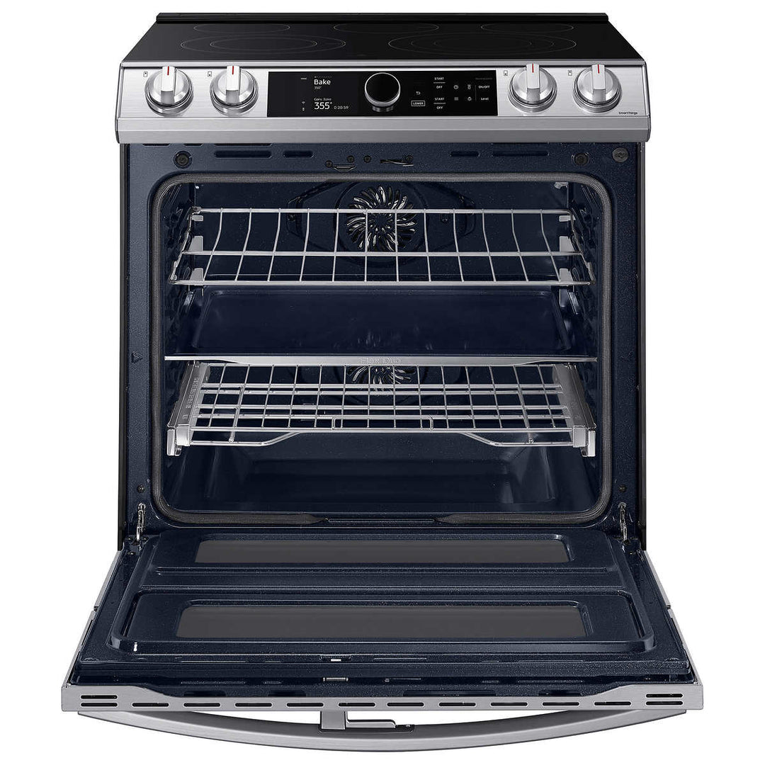 Samsung - 30" 6.3 Cu. Ft. Electric Range - Stainless Steel - Flex Duo - AirFryer 