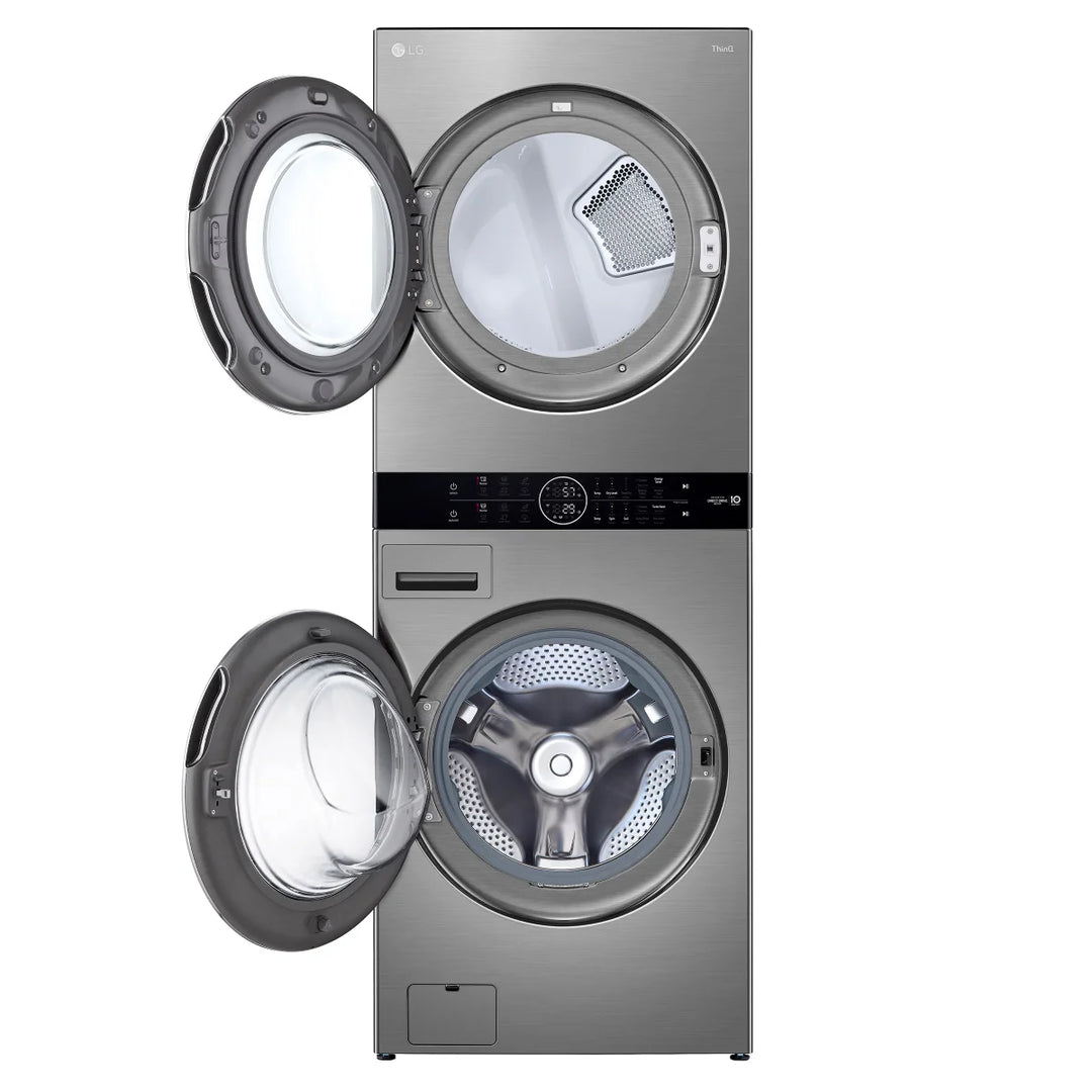 LG - Laveuse-sécheuse à chargement frontal, avec laveuse à vapeur de 5,2 pi³ et sécheuse à vapeur électrique de 7,4 pi³