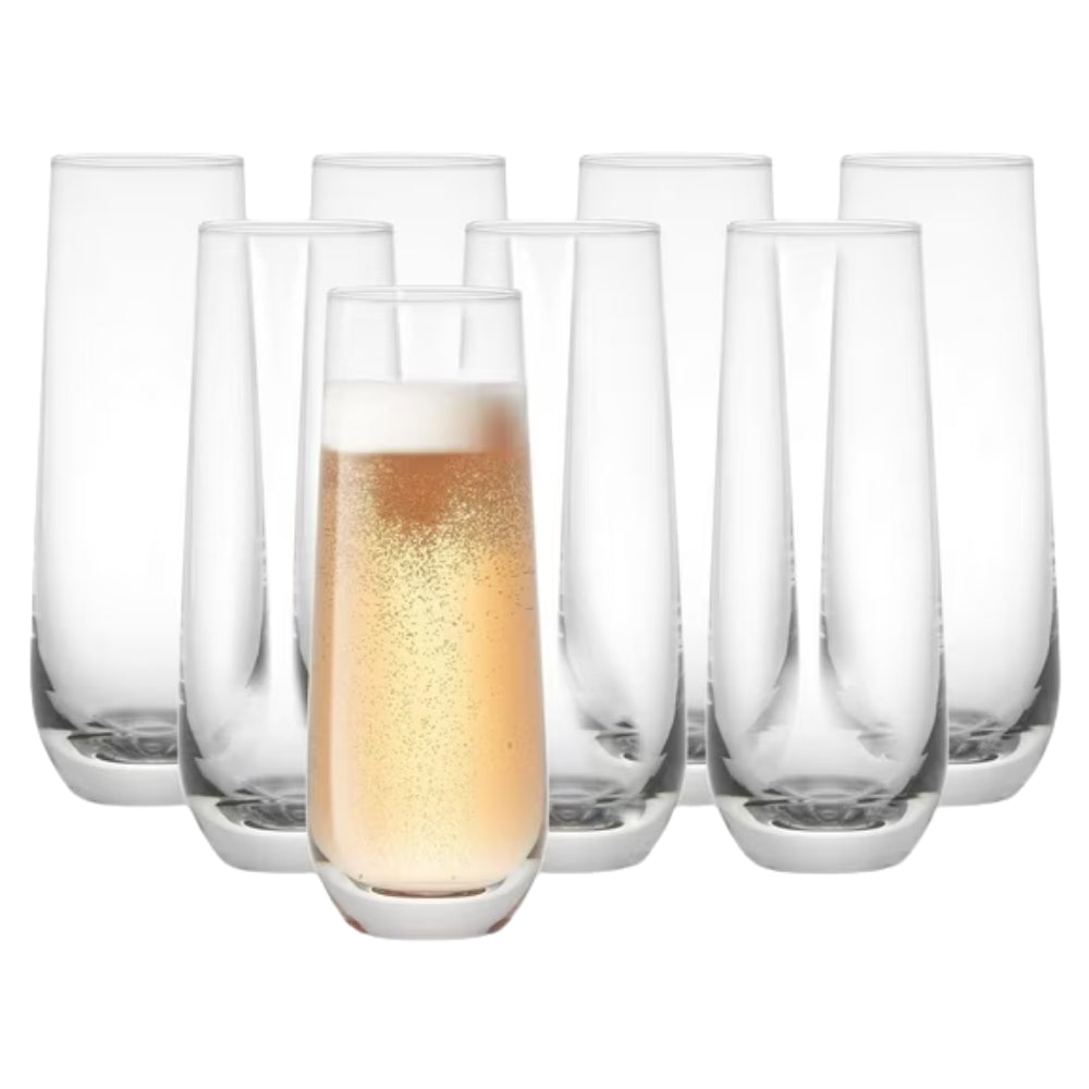JoyJolt - Flûtes à champagne sans pied en cristal Milo, paquet de 8