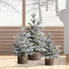 3 arbres floqués avec lumières à DEL fonctionnant sur piles
