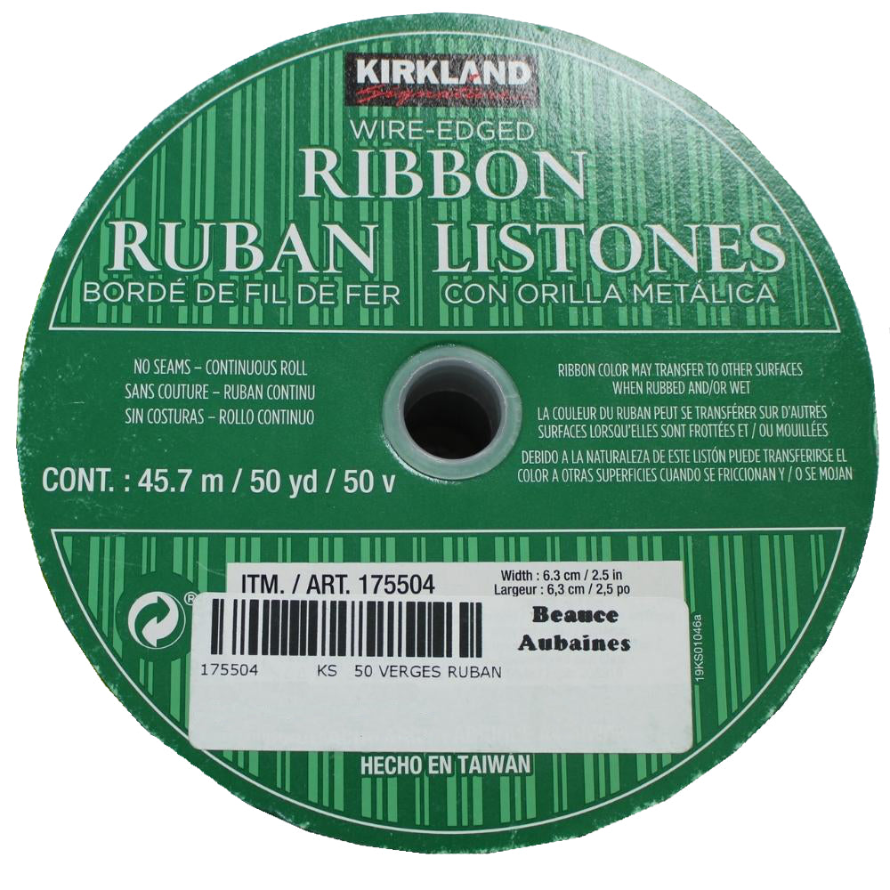 Kirkland Signature - Ruban de Noël bordé de fil de fer